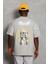 Unisex Oversize Baskılı Bisiklet Yaka T-Shirt - Gri 5