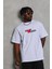 Unisex Bisiklet Yaka Double Oversize Baskılı T-Shirt - Beyaz 1