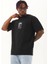 Unisex Oversize Baskılı Bisiklet Yaka T-Shirt - Siyah 2