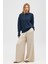 Daphne Saç Örgülü Omzu Düğmeli, Kadın Triko Kazak - Indigo Melanj 1