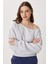 Açık Omuzlu Şardonlu Örme Sweatshirt LAN0076 Gri Melanj 2