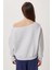 Açık Omuzlu Şardonlu Örme Sweatshirt LAN0076 Gri Melanj 5