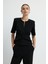 Toka Detaylı Kısa Kollu Bluz Siyah 11545552000 1
