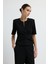 Toka Detaylı Kısa Kollu Bluz Siyah 11545552000 4