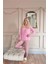 Pembe Bonjour Desenli Uzun Kollu Bambu Örme Kadın Pijama Takımı 5