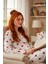 Süet Gömlek Pijama Takımı 7101 Kalpli Kırmızı 1