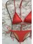 Kadın Likralı Esnek Yandan ve Boyundan Bağlamalı Şık Ipli Üçgen Bikini Takım 3