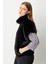 Kadın Dik Yaka Peluş Yelek 8585 Siyah 2