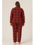 Kadın 02104 Büyük Beden Süet Pijama Takımı Bordo 2
