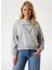 Yuvarlak Yaka Baskılı Gri Kadın Sweatshırt Rachele Kadın Sweatshirt 2