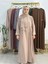 Şallı ,tesettür Yandan Büzgülü Elbise Takım Jilbab,abaya,hijab ( Hac ve Umre Için Bej Renk 1