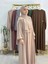 Şallı ,tesettür Yandan Büzgülü Elbise Takım Jilbab,abaya,hijab ( Hac ve Umre Için Bej Renk 2