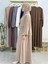 Şallı ,tesettür Yandan Büzgülü Elbise Takım Jilbab,abaya,hijab ( Hac ve Umre Için Bej Renk 4