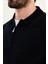 Düz Slim Fit Fermuarlı Polo Yaka Şönil Kumaş Erkek Triko 2