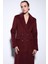 Bordo Yün Karışımlı Kruvaze Kadın Kaban 7
