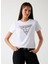 Yuvarlak Yaka Baskılı Beyaz Kadın T-Shirt Krystal Kadın Regular Fit T-Shirt 2