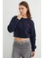 3 Iplik Kalp Nakışlı Crop Sweatshirt 2