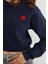 3 Iplik Kalp Nakışlı Crop Sweatshirt 6