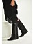 V380526402 Siyah Süet Düz Taban Fermuar Detaylı Kadın Çizme 2
