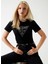 Yuvarlak Yaka Baskılı Siyah Kadın T-Shirt Krystal Kadın Regular Fit T-Shirt 3