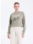 Yuvarlak Yaka Baskılı Yeşil Kadın Sweatshırt Studded Kadın Sweatshirt 1