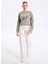 Yuvarlak Yaka Baskılı Yeşil Kadın Sweatshırt Studded Kadın Sweatshirt 2