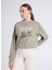 Yuvarlak Yaka Baskılı Yeşil Kadın Sweatshırt Studded Kadın Sweatshirt 3