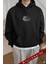 Erkek Siyah Earth Kapüşonlu Oversize 3 Iplik Şardonlu Salaş Bol Kesim Hoodie Sweatshirt 1
