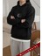 Erkek Siyah Earth Kapüşonlu Oversize 3 Iplik Şardonlu Salaş Bol Kesim Hoodie Sweatshirt 4