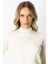 Kadın Püsküllü Kalp Detaylı Dik Yaka Kazak 65325 Ekru 3