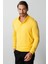 Sarı Standart Fit Polo Yaka Düz Uzun Kollu Triko 1