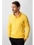 Sarı Standart Fit Polo Yaka Düz Uzun Kollu Triko 2