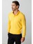 Sarı Standart Fit Polo Yaka Düz Uzun Kollu Triko 7