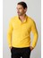 Sarı Standart Fit Polo Yaka Düz Uzun Kollu Triko 8