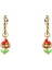 Altın - Kırmızı - Yeşil Küpe Lola Mushroom Earrings 2