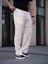 Erkek Keten Cepli Çıma Dikişli Jogger Buggy Pantalon Rahat Kalıp - Beyaz 1