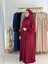 Sallı ,önü V Model Büzgülü Tesettür Elbise Takım ,ferrace,abaya, Hicab,hac ve Umre Için Uygun Bordo 2