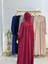 Sallı ,önü V Model Büzgülü Tesettür Elbise Takım ,ferrace,abaya, Hicab,hac ve Umre Için Uygun Bordo 5