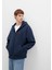 Erkek Logolu Kapüşonlu Fermuarlı Sweatshirt M066979 Lacivert 1