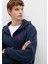 Erkek Logolu Kapüşonlu Fermuarlı Sweatshirt M066979 Lacivert 2