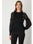 Kadın Balon Kol Süs Düğmeli Triko Kazak 60416 Siyah 2