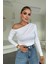 Omuz Açık Uzun Kol Bluz Beyaz 1
