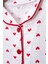 %100 Pamuk Organik Çift Katlı Muslin Kırmızı Kalp Desenli 2’li Pijama Takımı 3