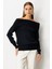 Kadın Madonna Yaka Triko Kazak 65380 Siyah 1
