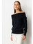 Kadın Madonna Yaka Triko Kazak 65380 Siyah 2
