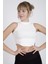 Sıfır Kollu Büstiyer Kısa Penye Crop T-Shirt 4
