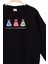 Kız Çocuk Yuvarlak Yaka Siyah Sweatshirt - Prenses Elbiseleri Desenli Nakışlı Çocuk Sweat 4