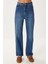 Düz Paça Yüksek Bel Jean P0297 LRI0015 Mavi 3