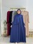 Sallı ,önü V Model Büzgülü Tesettür Elbise Takım ,ferrace,abaya, Hicab,hac ve Umre Için Uygun Indigo 1