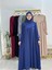 Tesettür Elbise,önü V Model Büzgülü,sufle Esarpla Takım.hijap ,khimar.hac Umre Için Uygundur Indigo 1